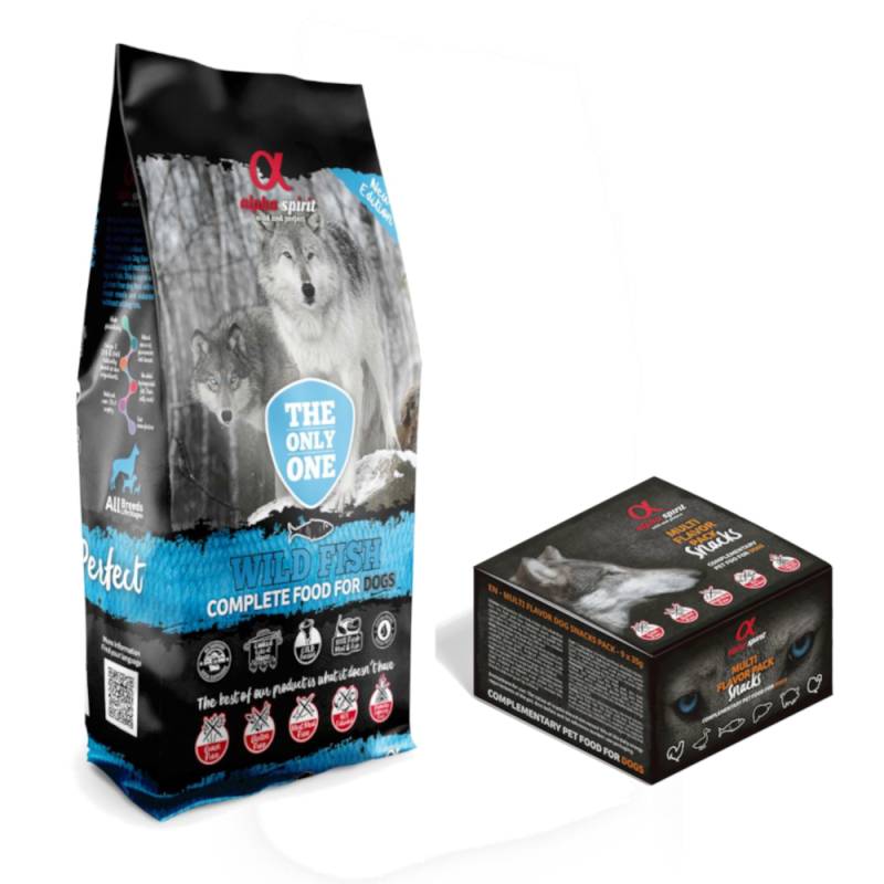 12 kg alpha spirit The Only One Trockenfutter + 9 x 35 g Mixbox Snack gratis! - Wild Fish 12 kg alpha spirit The Only One Trockenfutter + 9 x 35 g Mixbox Snack gratis! - Wild Fish von Alpha Spirit
