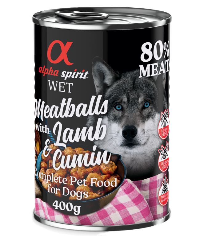 alpha spirit Dog Meatballs 6 x 400 g - Lamm & Kreuzkümmel von Alpha Spirit