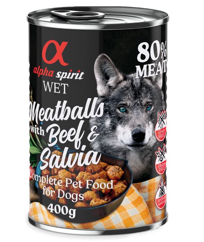 alpha spirit Dog Meatballs 6 x 400 g - Rind & Salbei von Alpha Spirit