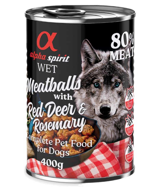 alpha spirit Dog Meatballs 6 x 400 g - Rothirsch & Rosmarin alpha spirit Dog Meatballs 6 x 400 g - Rothirsch & Rosmarin von Alpha Spirit