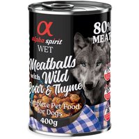 Sparpaket alpha spirit Dog Meatballs 12 x 400 g - Wildschwein & Thymian von Alpha Spirit