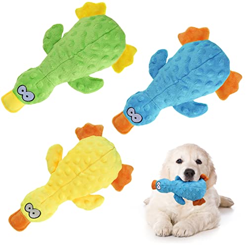 Alphatool Quietschendes Hundespielzeug, Ente Hundespielzeug für aggressives Kauen, knisterndes interaktives Welpen-Hundespielzeug für kleine, mittelgroße Hunde (3 Stück) von Alphatool