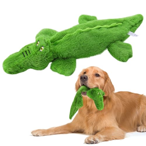 Alphatool Quietschendes Hundespielzeug – robust, keine Füllung, Krokodil-Spielzeug für aggressive Kauer, kleine, mittelgroße und große Hunde, langlebiges, interaktives Plüsch-Welpenspielzeug als von Alphatool