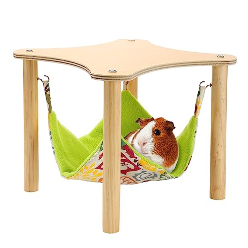 Meerschweinchen-Hängematte, Kleintierspielzeug für Frettchenkäfig, Baby-Frettchenbett mit Holzständer Meerschweinchen-Hängematte, Kleintierspielzeug für Frettchenkäfig, Baby-Frettchenbett mit Holzständer von Alphatool