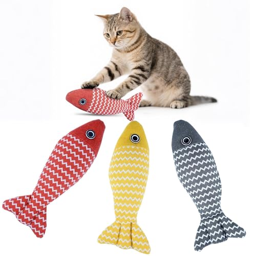 Katzenminze-Spielzeug für Katzen, 3 Stück, gefüllt, Katzenfisch für Innenkatzen, interaktives Kätzchen, Training, Kicker, Spielzeug, weich, langlebig, Zahnen, Kauen, Katzenminze, Fische für alle Katzenminze-Spielzeug für Katzen, 3 Stück, gefüllt, Katzenfisch für Innenkatzen, interaktives Kätzchen, Training, Kicker, Spielzeug, weich, langlebig, Zahnen, Kauen, Katzenminze, Fische für alle von Alsosaid