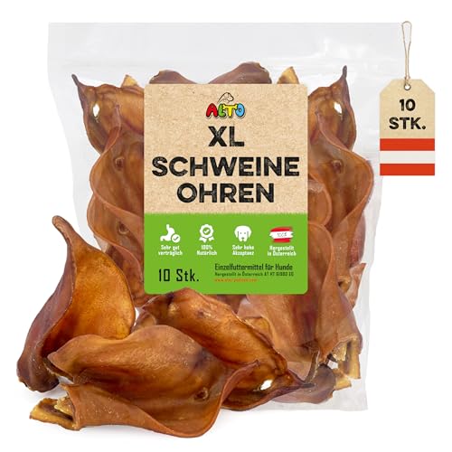 Alto - 10 XL ganze Schweine-Ohren für Hunde | getrocknete Schweineohren ohne fettige Muschel | auch für Welpen - 100% Natürlich | hergestellt in Österreich von Alto-Petfood