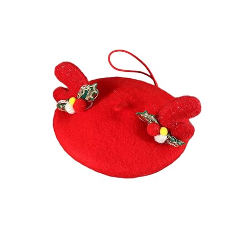 Altsuceser Haustier-Wintermütze, warme Haustier-Barettmütze aus Wolle, Baskenmütze mit Schleife, Geweih, Zubehör für Winterurlaub, Kostüm, Rot Altsuceser Haustier-Wintermütze, warme Haustier-Barettmütze aus Wolle, Baskenmütze mit Schleife, Geweih, Zubehör für Winterurlaub, Kostüm, Rot von Altsuceser