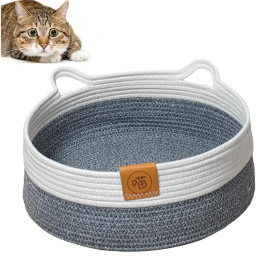 Alulayu Katzenbett, Körbchen, Haustier-Schlafbett, niedliches Haustierbedarf, atmungsaktiv, Kratzkissen, Nistbett für Kätzchen, Katzen, kleine Hunde, (L, mit Kühlmatte) von Alulayu