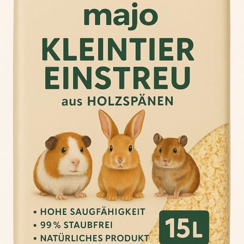 Majo Holzspäne – Kleintierstreu 150 L | staubfrei, absorbierend & natürlich (60L) von Alupedia