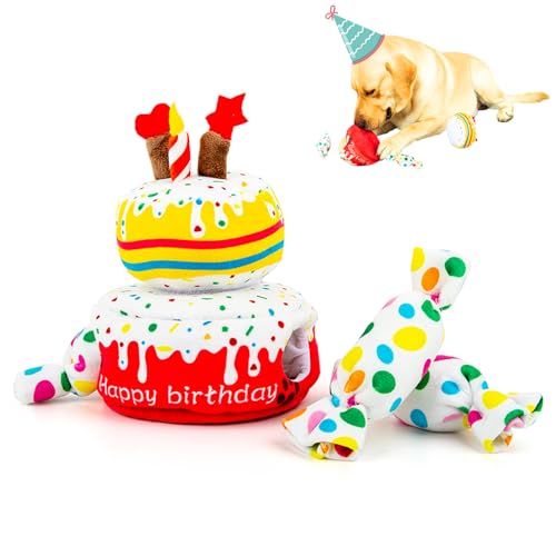 AlvPhui Hund Geburtstag Spielzeug, Hund Geburtstag Kuchen Spielzeug, Hund Geburtstagsgeschenke, Quietschendes Plüsch Geburtstag Hundespielzeug für Kleine Mittlere und Große Hunde AlvPhui Hund Geburtstag Spielzeug, Hund Geburtstag Kuchen Spielzeug, Hund Geburtstagsgeschenke, Quietschendes Plüsch Geburtstag Hundespielzeug für Kleine Mittlere und Große Hunde von AlvPhui