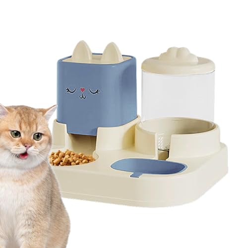 Futterautomat für Katzen – 2-in-1-Futterbehälter mit automatischem Wasserspender | Automatischer Futter- und Wasserspender für Hunde, Futter- und Wasserspender für Haustiere, Doppelnäpfe mit automatis von Alwida