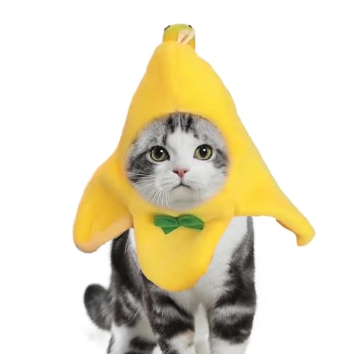 Katzen-Bananen-Hut, Weiche Plüsch-Haustier-Kopfbedeckung, Hautfreundliche Haustier-Kopfbedeckung, Lustiges Kätzchen-Kostüm, Cosplay-Katzenhut Für Eine Verspielte Note von Alwida