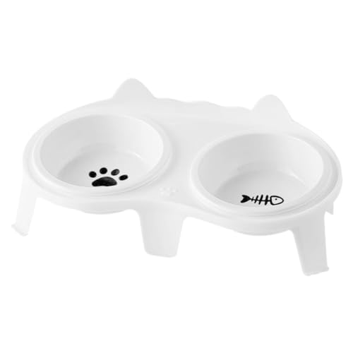 Katzenfutter- und Wassernapf-Set erhöht | Keramik-Napf-Set | Erhöhter, geneigter Napf mit Ständer, erhöhtes Katzennapf-Set, Katzennapf für den Innenbereich mit Hakendesign, Wasserspender für Futter un von Alwida