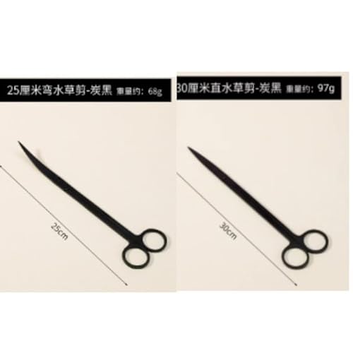 2 Stück Aquarium Pinzette Set,25CM Gebogen Pinzen und 30CM Gerade Pinzen Set Lange Reptilien Futterpinzette aus Edelstahl Schützende Finger Pinzette für Reptilien,Wasserpflanze (Schwarz) von Alyxen