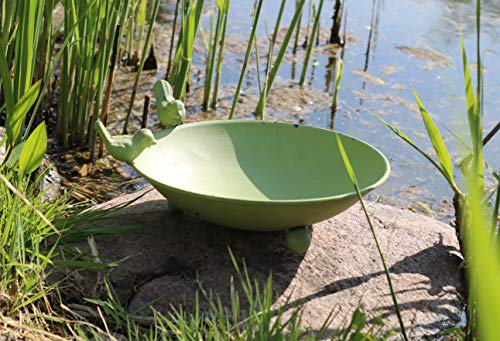 AmaCasa Vogeltränke Vogelbad Vogelbecken Wassertränke Tränke Wasserschale Metall (Grün) von AmaCasa
