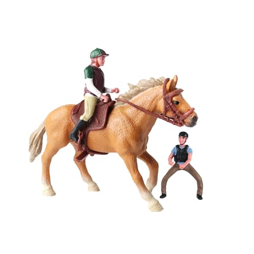 Amagogo Pferde-Actionfigur, Wildtier-Statue mit Sattel, Schreibtisch-Dekor, Pferdemodell, Lernspielzeug für Partygeschenke ab 3 Jahren, Gelb von Amagogo