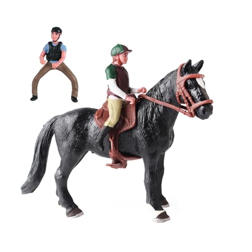 Amagogo Pferde-Actionfigur, Wildtier-Statue mit Sattel, Schreibtisch-Dekor, Pferdemodell, Lernspielzeug für Partygeschenke ab 3 Jahren, voll schwarz von Amagogo