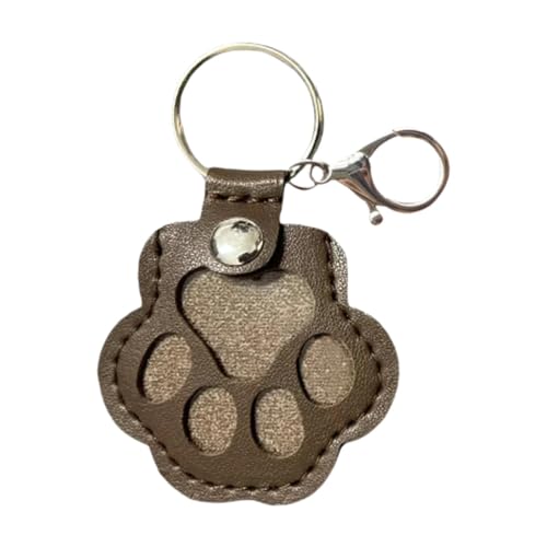 Amagogo Schlüsselanhänger mit Tierhaar-Andenken, Aufbewahrungstasche, PU-, Anhänger in Pfotenform, Gedenksammlung, Schlüsselanhänger, Hund, Katze, Fell, Dunkelbraun von Amagogo