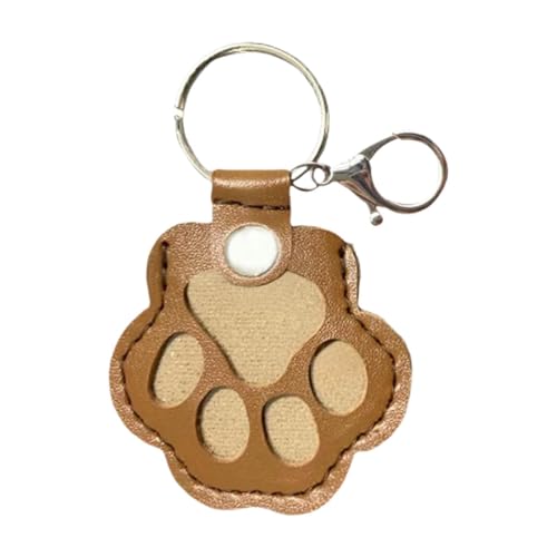 Amagogo Schlüsselanhänger mit Tierhaar-Andenken, Aufbewahrungstasche, PU-, Anhänger in Pfotenform, Gedenksammlung, Schlüsselanhänger, Hund, Katze, Fell, Hellbraun von Amagogo