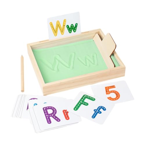 Amagogo Tiefes Sandschreibtablett aus Holz und Holzstift mit 26 Buchstabenkarten und 10 Zahlenkarten, zum Zeichnen von Kindern, Cyan Amagogo Tiefes Sandschreibtablett aus Holz und Holzstift mit 26 Buchstabenkarten und 10 Zahlenkarten, zum Zeichnen von Kindern, Cyan von Amagogo