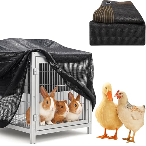 Amakunft Haustier-Schattenstoff, 90 % UV-Block, Sonnenschutz für Kaninchen, Meerschweinchen, Hundehütte, Hühnerstall, Outdoor-Haustier-Laufgitterabdeckung, strapazierfähig, atmungsaktiv, schwarzes von Amakunft