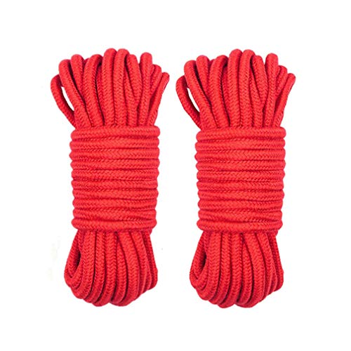 Amaliy 2 Stück Multifunktionales Baumwollseil - 10 Meter SM Seil Bondageseil für Bett Sexspiele (Rot) von Amaliy