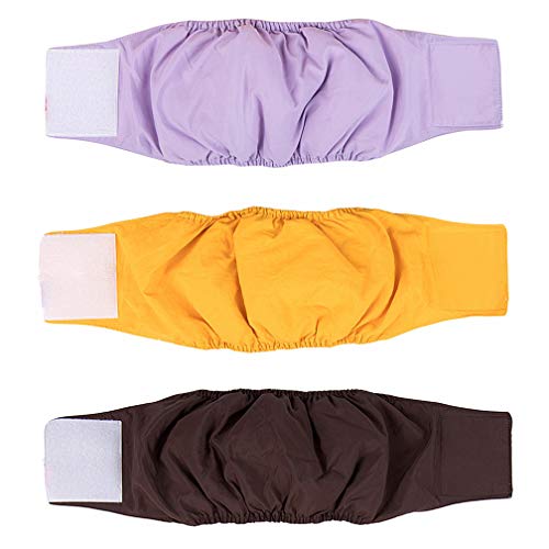 Amaliy Waschbare Männliche Hundewindeln (3-er Packung) - Harninkontinenz Hund Bauchband (L(Taille: 50-62cm)) von Amaliy