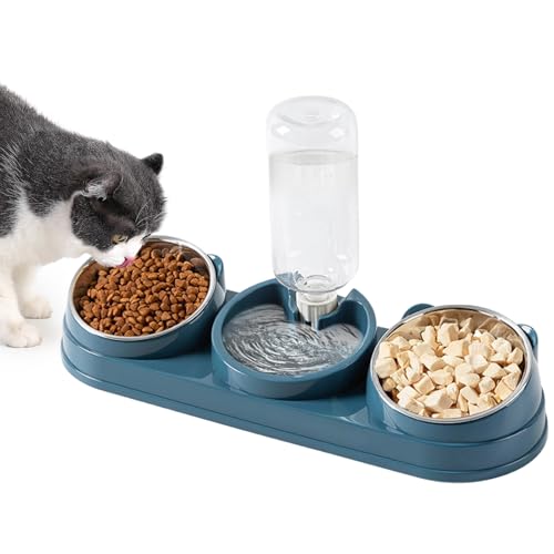 3-in-1 Katzenfutter- und Wassernapf, Edelstahl-Katzennapf, Doppel-Katzennäpfe mit Wasserspender für Haustiere, Futter- und Wasserspender für kleine, mittelgroße Hunde, Katzen 3-in-1 Katzenfutter- und Wassernapf, Edelstahl-Katzennapf, Doppel-Katzennäpfe mit Wasserspender für Haustiere, Futter- und Wasserspender für kleine, mittelgroße Hunde, Katzen von Amandir