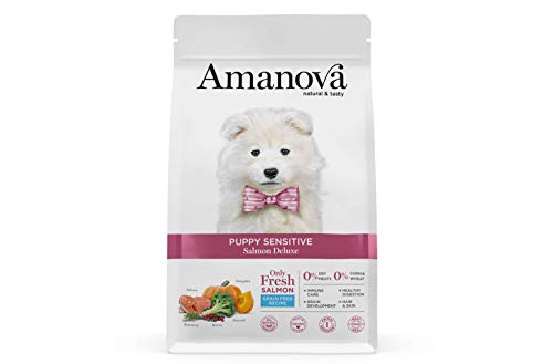 Amanova Super Premium 100% natürliches trockenes Welpenhundefutter - 2 kg - Frischer Lachs - Getreidefrei - Hypoallergen - Grausamkeitsfrei von Amanova