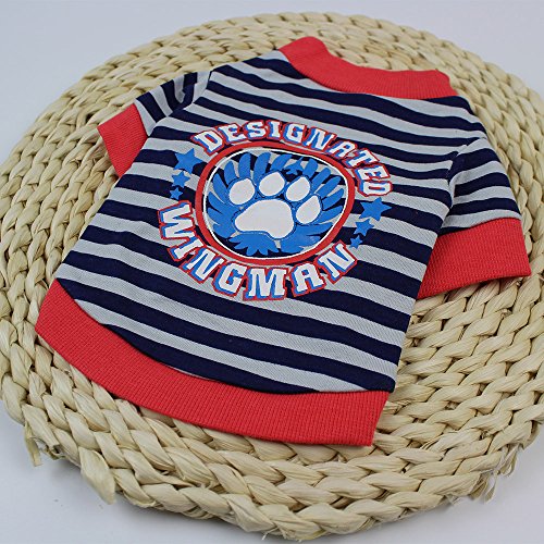 Amaone Hunde Strickpullover Kaufen Hundebekleidung Baumwollstreifen-T-Shirt Welpenkostüm für kleine Hunde Hundepullover Für Kleine Hunde (Red-c, One Size) von Amaone