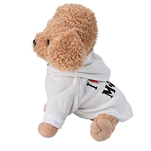 Amaone Hundegeschirr Hundemäntel T-Shirt Mode Baumwolle kleine Kleidung Hundekostüm Welpen Pullover Hunde Hoodies (White-B, XS) von Amaone