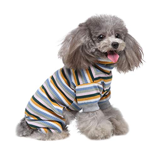 Amaone Hundegeschirr Mantel Welpenmantel Jacke Heimtierkleidung gestreifte Pyjamas mit hohem Kragen und vierbeinige Kleidung Hunde Warm Hoodies Mantel (C-Green, L) von Amaone