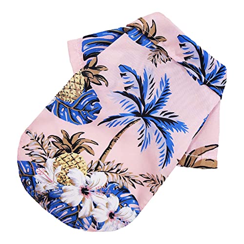 Amaone Hundepullover Haustier-Sommer-T-Shirts Hawaii-Stil Blumen-Hundehemd Hawaiian Bedruckte Haustier-T-Shirts Atmungsaktive kühle Kleidung Strand-Küsten-Welpen-Hemd-Sweatshirt für (3-Pink, XL) von Amaone