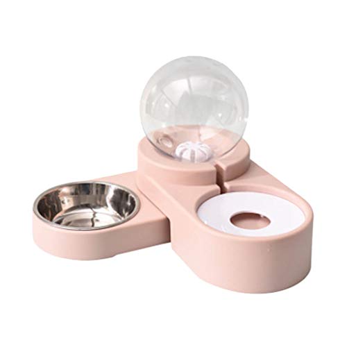 Amaone Salatschüssel Plastik Mit Deckel Und Futterautomat für Katzenfutter, Mund, Hund, Nicht nass, doppelter Wassernapf für Haustiernapf und Heimtierbedarf Schüssel 40 cm (Pink-A, One Size) von Amaone