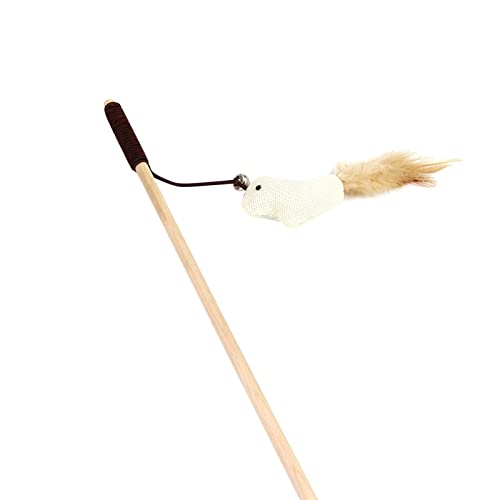 Amaone Wackeliges Katzenspielzeug Katzenspielzeug Teasing Cat Stick Feather Suzuki Teasing Cat Stick Wooden Stick Numb Maus (C-1, One Size) von Amaone