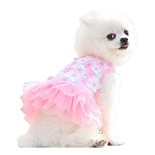 Katze Tutu-Rock Baumwollkleid für Haustiere, Baumwollkleid, niedliches Haustier, Frühling, Pfirsich, Heimtierbedarf, Sommerkleidung, Hunde- und Frühlingskleidung für Hundehemden des (1-Pink, XL) von Amaone