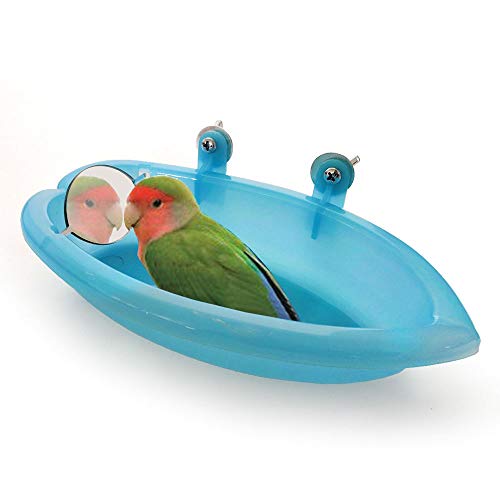 Amasawa Vogel Badewanne Mit Spiegel,Kleine Papagei Dusche Bad,Für Papagei Papagei Wanne Box Vogelkäfig Dusche Zubehör von Amasawa