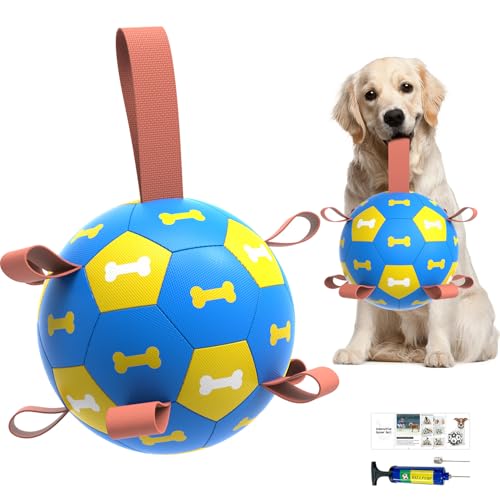 Amasiver Hunde-Fußballspielzeug mit Riemen, 20,3 cm großer Herdingball, interaktives Spielzeug zum Tauziehen, Geburtstagsgeschenke, Wasserspielzeug, Weltmeisterschaft, stabile Bälle für mittelgroße Amasiver Hunde-Fußballspielzeug mit Riemen, 20,3 cm großer Herdingball, interaktives Spielzeug zum Tauziehen, Geburtstagsgeschenke, Wasserspielzeug, Weltmeisterschaft, stabile Bälle für mittelgroße von Amasiver