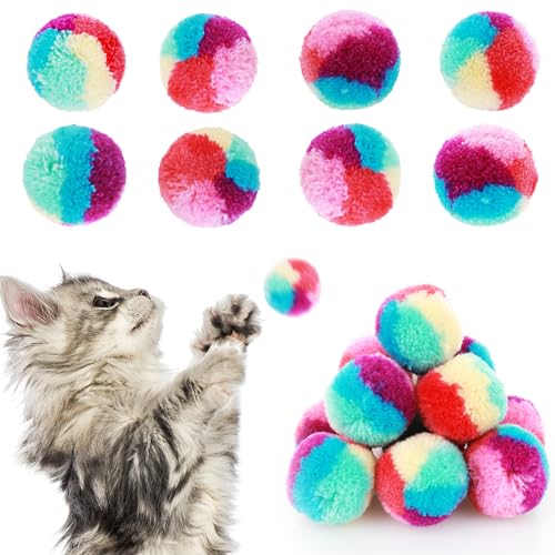 Amaxiu 20 Pcs Bunte katzenspielzeug Ball, 3 cm katzenball Pom Pom Ball Spielzeug Katze Ball interaktives Spielzeug Training Ball Spielzeug für Indoor Katzen Kätzchen üben Spielen von Amaxiu