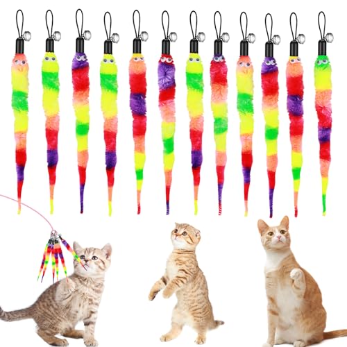 Amaxiu Katzenspielzeug - 12 Stück Regenbogen-Katzenwurm, Ersatz-Zauberstab, Ersatz-Feder, Interaktives Flauschiges Würmer Mit Glocken Für Katzen Amaxiu Katzenspielzeug - 12 Stück Regenbogen-Katzenwurm, Ersatz-Zauberstab, Ersatz-Feder, Interaktives Flauschiges Würmer Mit Glocken Für Katzen von Amaxiu