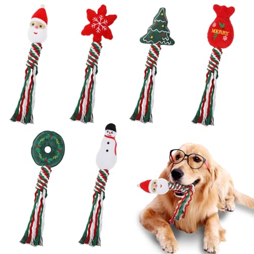 Amaxiu Weihnachts Kauspielzeug für Haustiere, 6 Stück, Weihnachts Hundeseilspielzeug Welpen Quietschspielzeug Kautrainingsspielzeug Hunde Plüschspielzeug Weihnachts Interaktives Spielzeug Amaxiu Weihnachts Kauspielzeug für Haustiere, 6 Stück, Weihnachts Hundeseilspielzeug Welpen Quietschspielzeug Kautrainingsspielzeug Hunde Plüschspielzeug Weihnachts Interaktives Spielzeug von Amaxiu