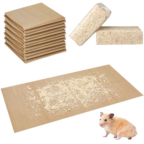 AmazingSpark 14 Stück Kleintierkäfig-Zubehör, inklusive 12 Stück 1,2 x 0,6 m Einweg-Meerschweinchen-Käfigeinlagen, 2 Stück, Haustierspäne, Bettwäsche, wasserdichte Unterseite aus Kraftpapier für von AmazingSpark
