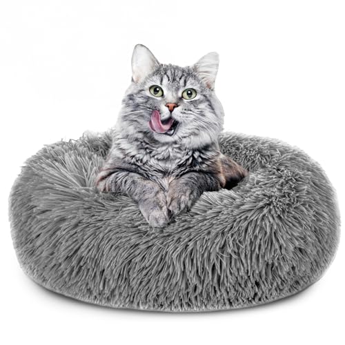 Amazinggirl Katzenbett flauschig Katzenkissen ∅ 60 cm - Katzen Bett Kuschelkissen Katzenkorb zum Schlafen und Kuscheln Cat Bed Katzenkörbchen Bettchen und Schlafplatz für Katze von Amazinggirl