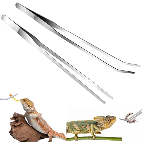 Amazleer Reptilien-Futterzange aus Edelstahl, 26,7 cm, gerade, gebogene Pinzette für Aquarium, Terrarium, Tank, lange Präzisionspinzette für Fütterung, Handhabung und Pflege, 2 Stück Amazleer Reptilien-Futterzange aus Edelstahl, 26,7 cm, gerade, gebogene Pinzette für Aquarium, Terrarium, Tank, lange Präzisionspinzette für Fütterung, Handhabung und Pflege, 2 Stück von Amazleer