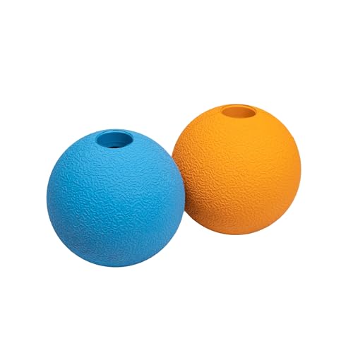 Amazon Basics Apportierbälle aus Gummi zum Spielen für Hunde, 7,6 cm, 2 Stück, Blau, Orange von Amazon Basics