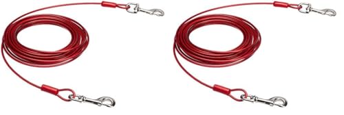 Amazon Basics - Cable para ATAR Perros, Hasta 56 kg, 9,1 m, Rot (Packung mit 2) von Amazon Basics