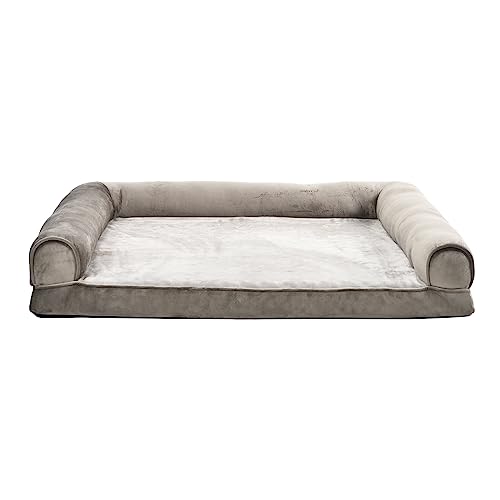 Amazon Basics Großes orthopädisches Hundebett/Sofa in U-Form aus Schaumstoff, mit abnehmbarem, waschbarem Bezug, Braun, 91 x 69 x 17 cm (L x W x H) von Amazon Basics