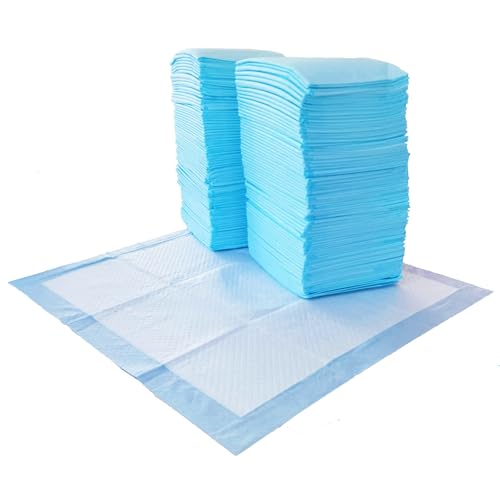 Amazon Basics Hunde-Pinkeltücher für das Töpfchentraining, auslaufsicher, parfümiert, 5-lagig, Normal (100Stück), 56 x 56 cm, Blau / Weiß von Amazon Basics