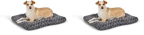 Amazon Basics Maschinenwaschbar Hundebett und Haustierbett für Hunde und Katzen - Waschbar und Strapazierfähig, Sehr Klein, 58 x 47 cm, Graue Wirbel (Packung mit 2) von Amazon Basics