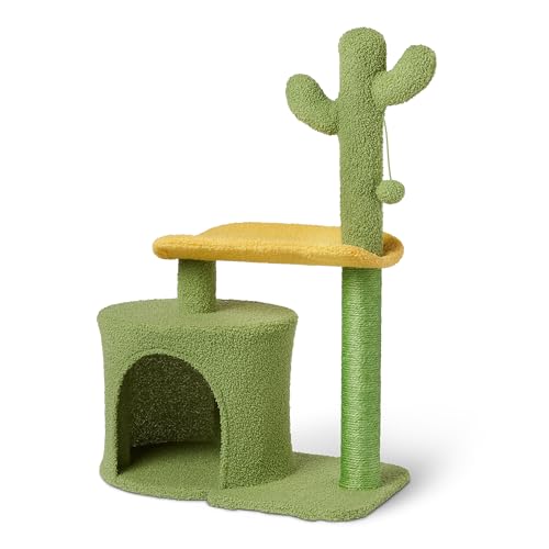 Amazon Basics Katzenkratzbaum – Kaktus-Kratzstamm für den Innenbereich, für Katzen und Kätzchen, mehrstufig, groß – 78cm (H), Grün von Amazon Basics